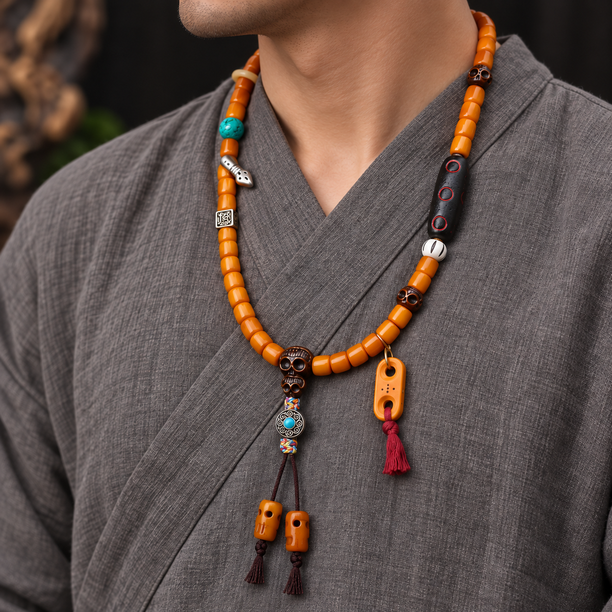 EverestArtstudios Knochen-Mala, Yakknochen-Schnitzdetails