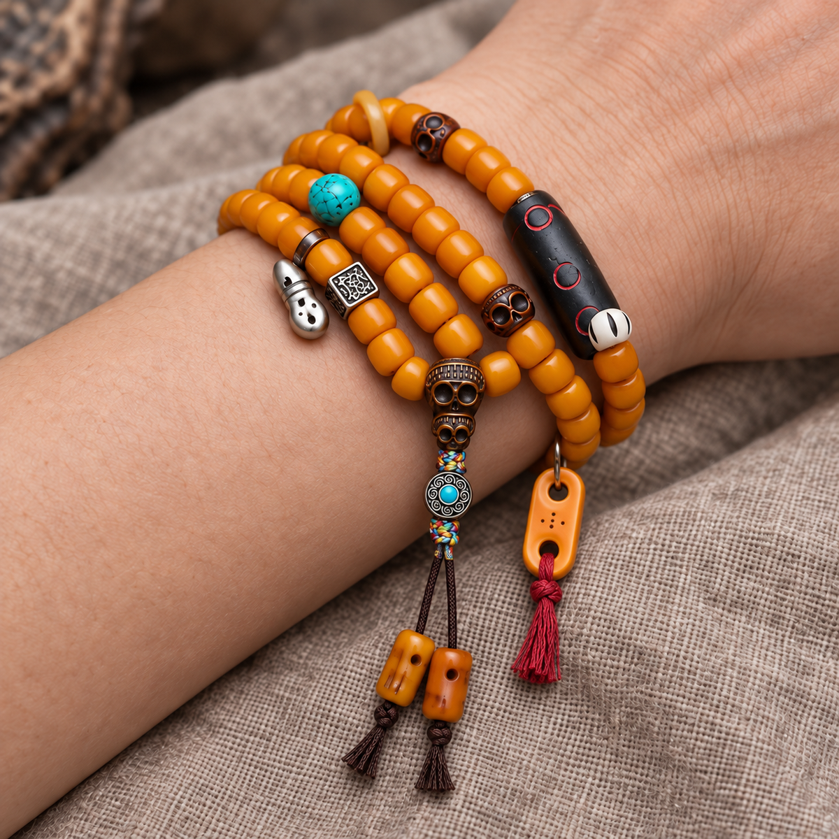 EverestArtstudios Knochen-Mala, Yakknochen-Schnitzdetails