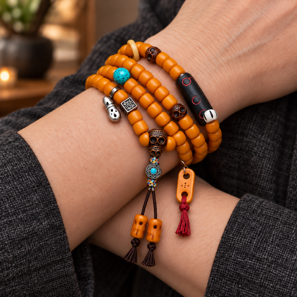 EverestArtstudios Knochen-Mala, Yakknochen-Schnitzdetails