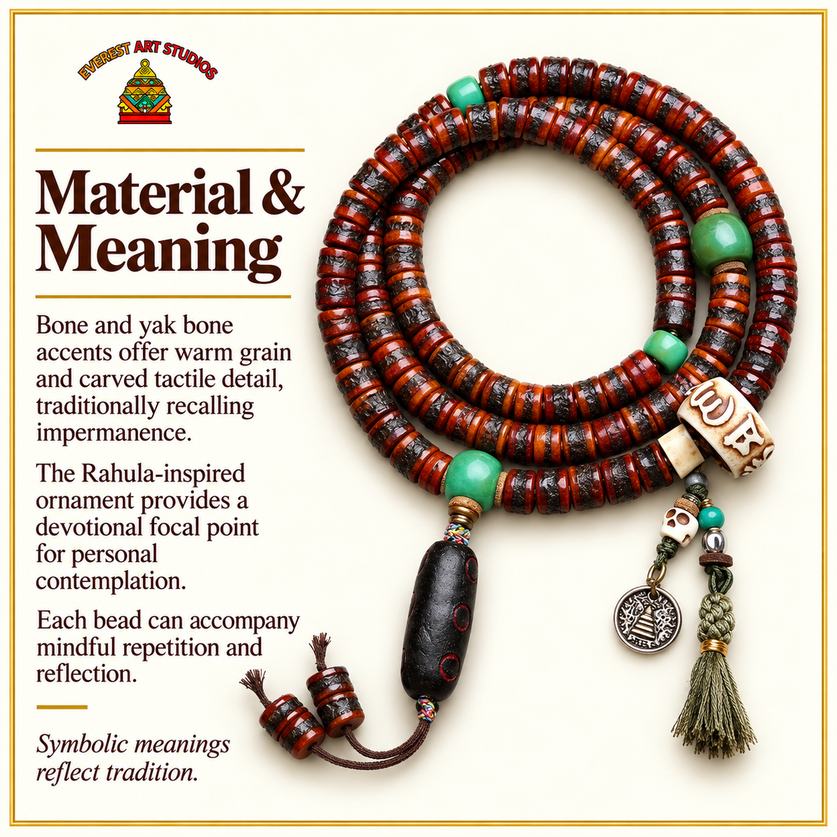 Mala 108 os pendentif Rahula – Matière et symbolique traditionnelle