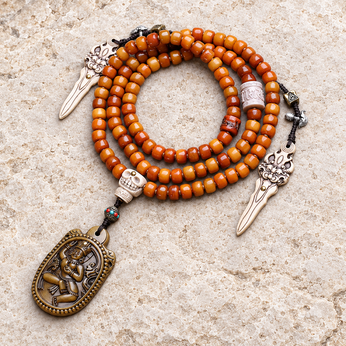 EverestArtstudios Yakknochen-Mala, 108 Perlen, Vajrayogini