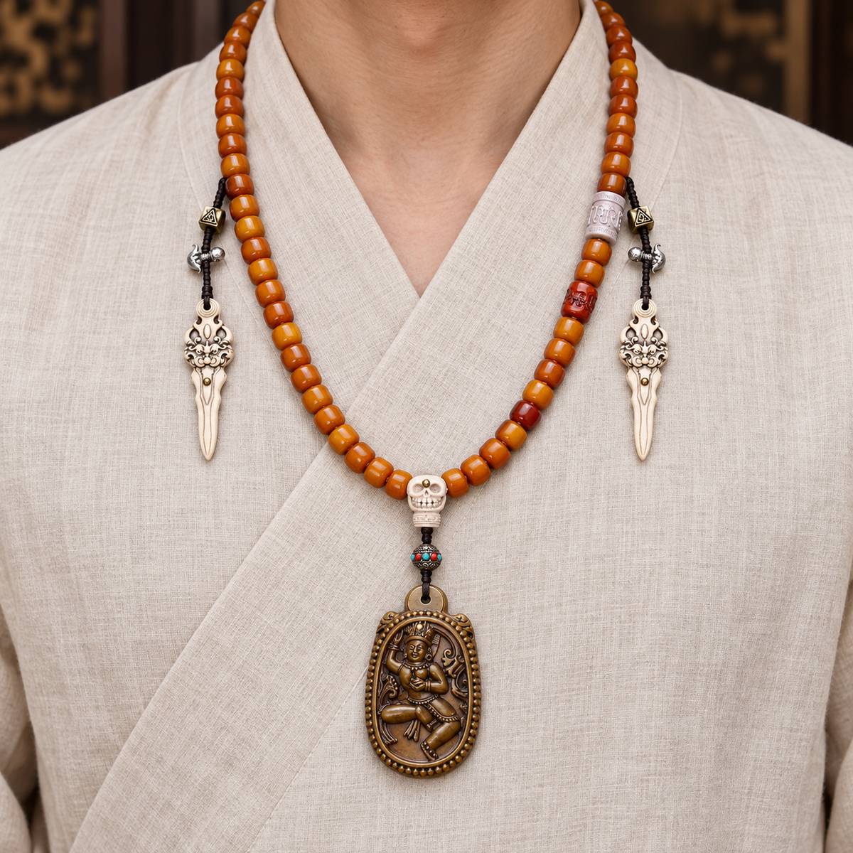 EverestArtstudios Yakknochen-Mala, 108 Perlen, Vajrayogini