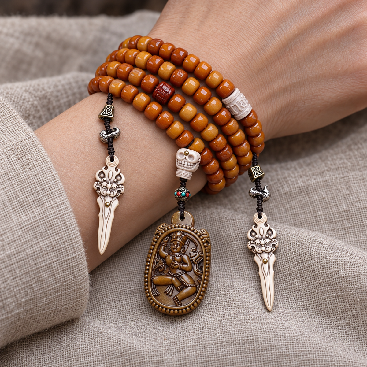 EverestArtstudios Yakknochen-Mala, 108 Perlen, Vajrayogini