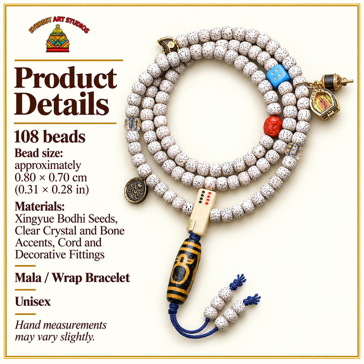 EverestArtstudios Xingyue-Bodhi-Mala, Kristall/Wohlstandsgott