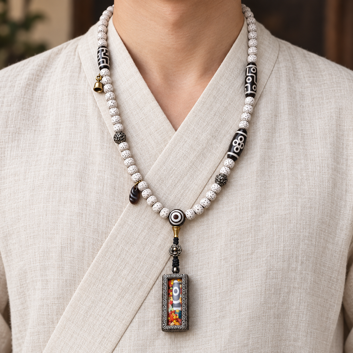 EverestArtstudios Xingyue-Bodhi-Mala, Zwei-Augen-Dzi/Ghau