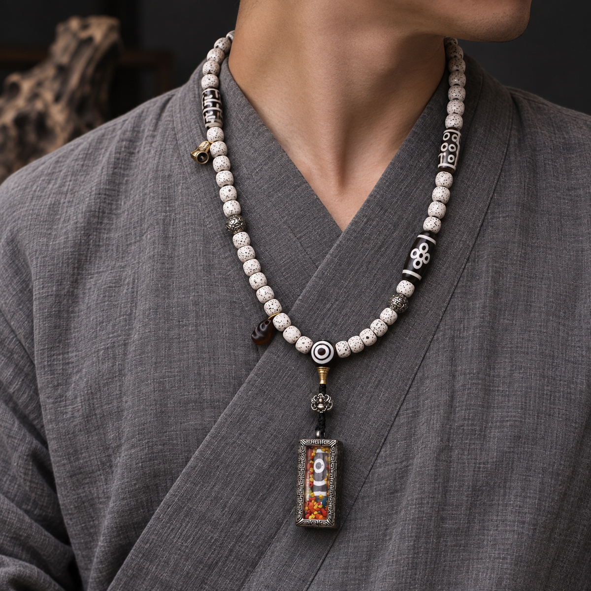 EverestArtstudios Xingyue-Bodhi-Mala, Zwei-Augen-Dzi/Ghau
