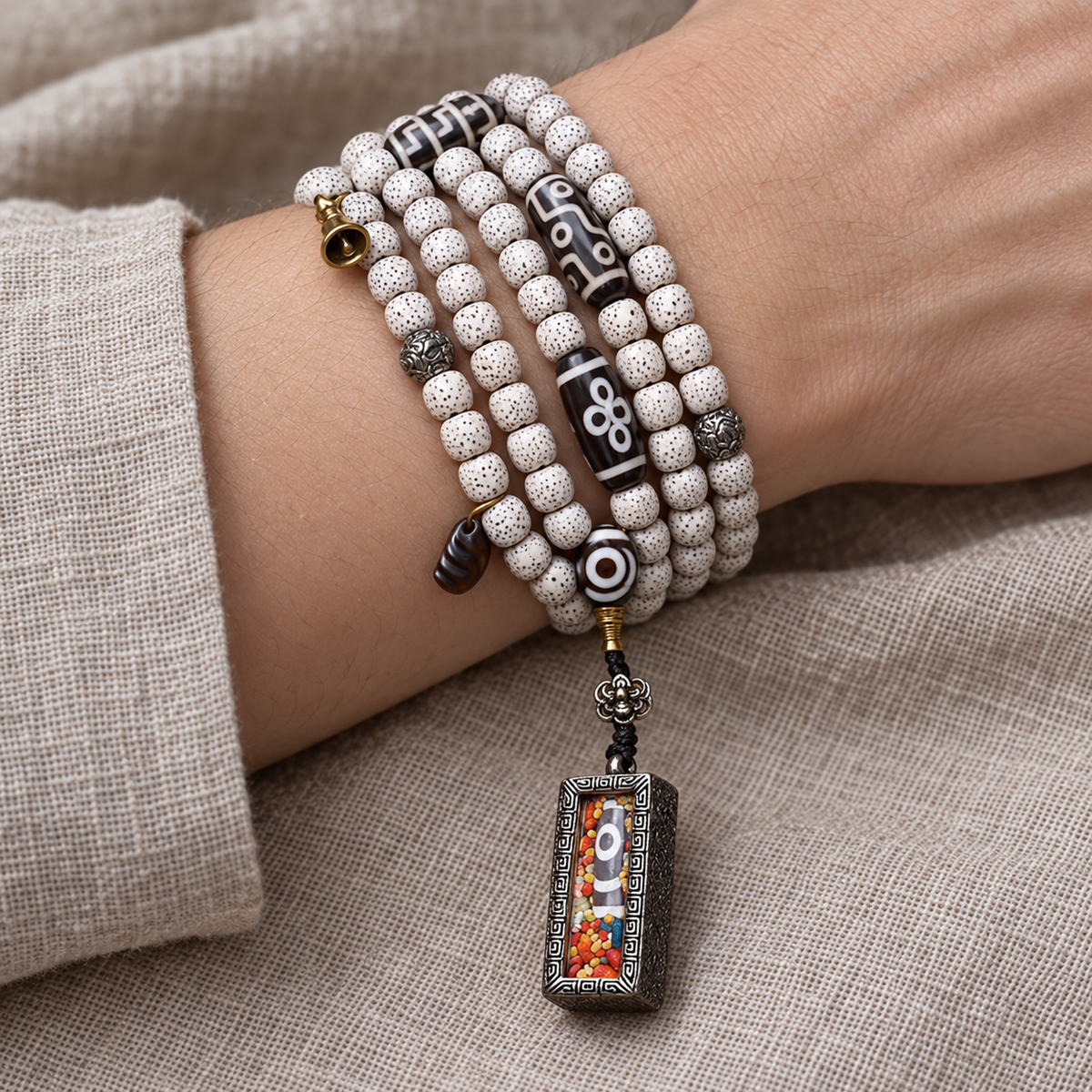 EverestArtstudios Xingyue-Bodhi-Mala, Zwei-Augen-Dzi/Ghau