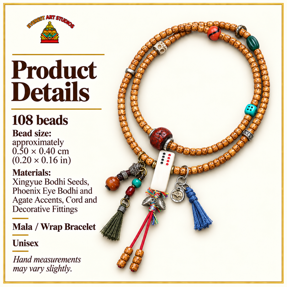 EverestArtstudios Xingyue-Bodhi-Mala, Phönixaugen/Achat