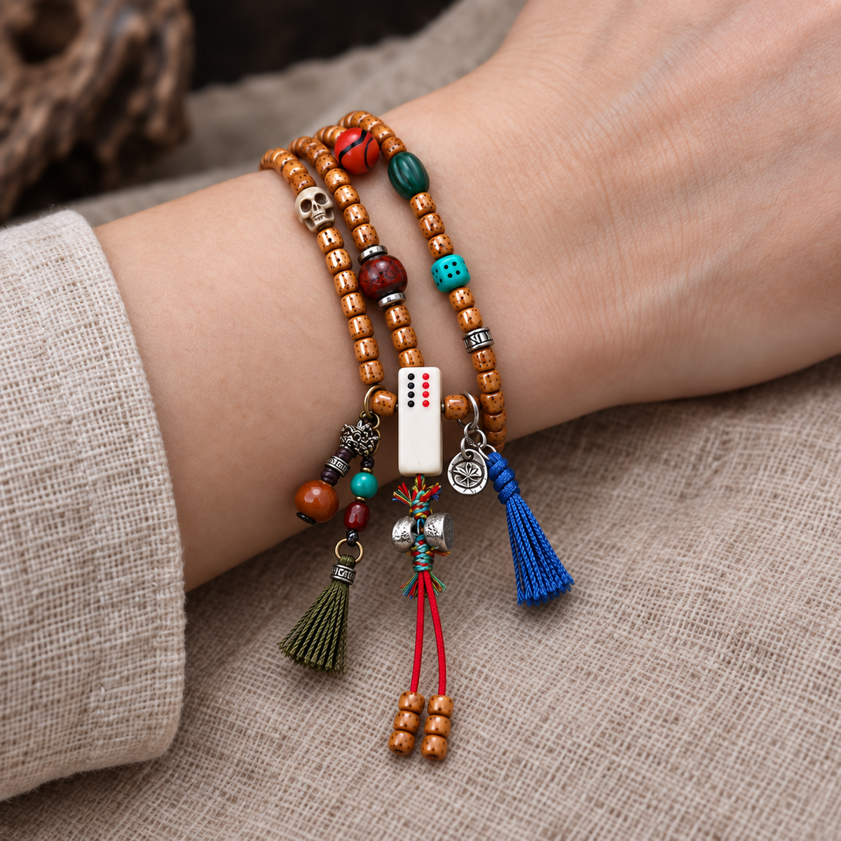 EverestArtstudios Xingyue-Bodhi-Mala, Phönixaugen/Achat