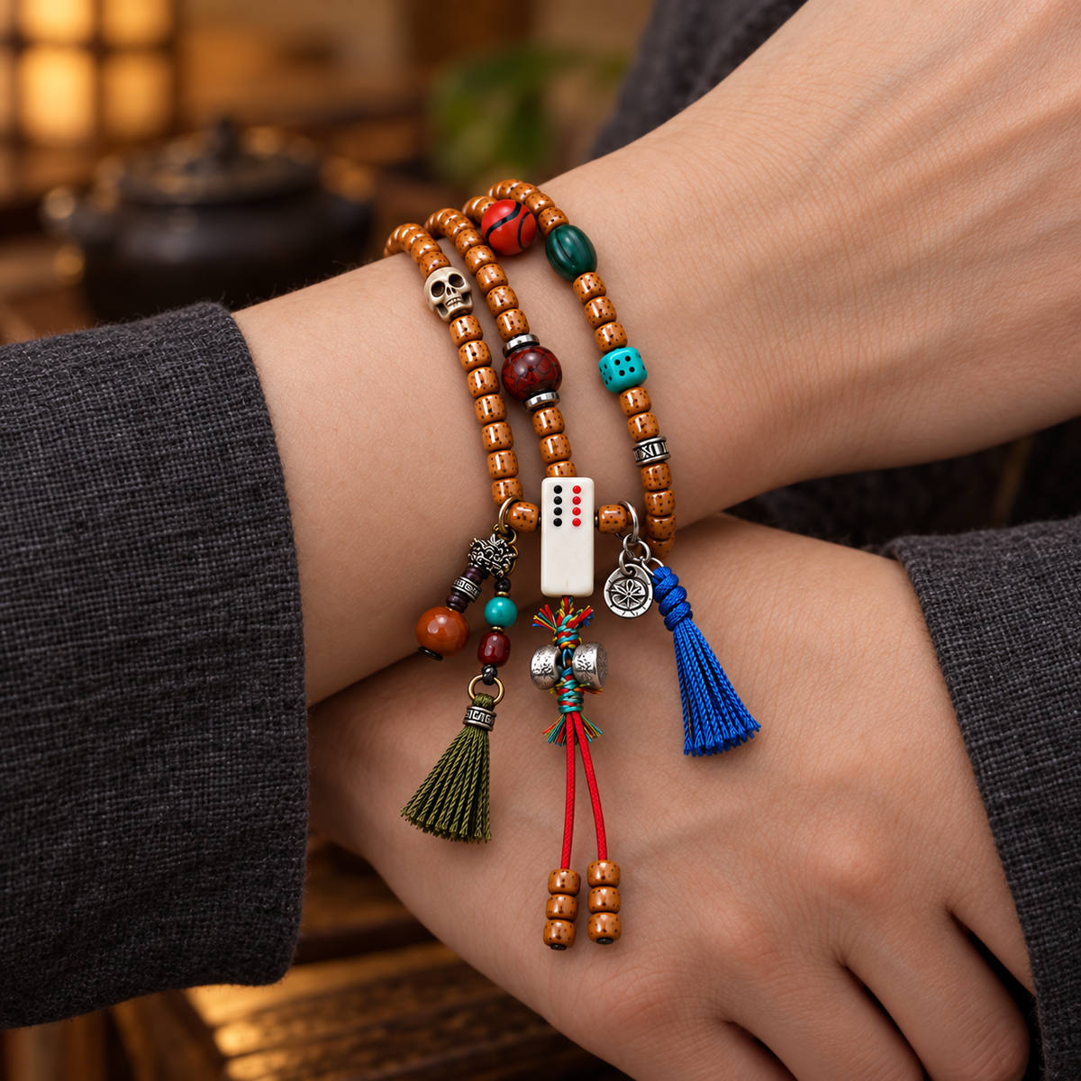 EverestArtstudios Xingyue-Bodhi-Mala, Phönixaugen/Achat