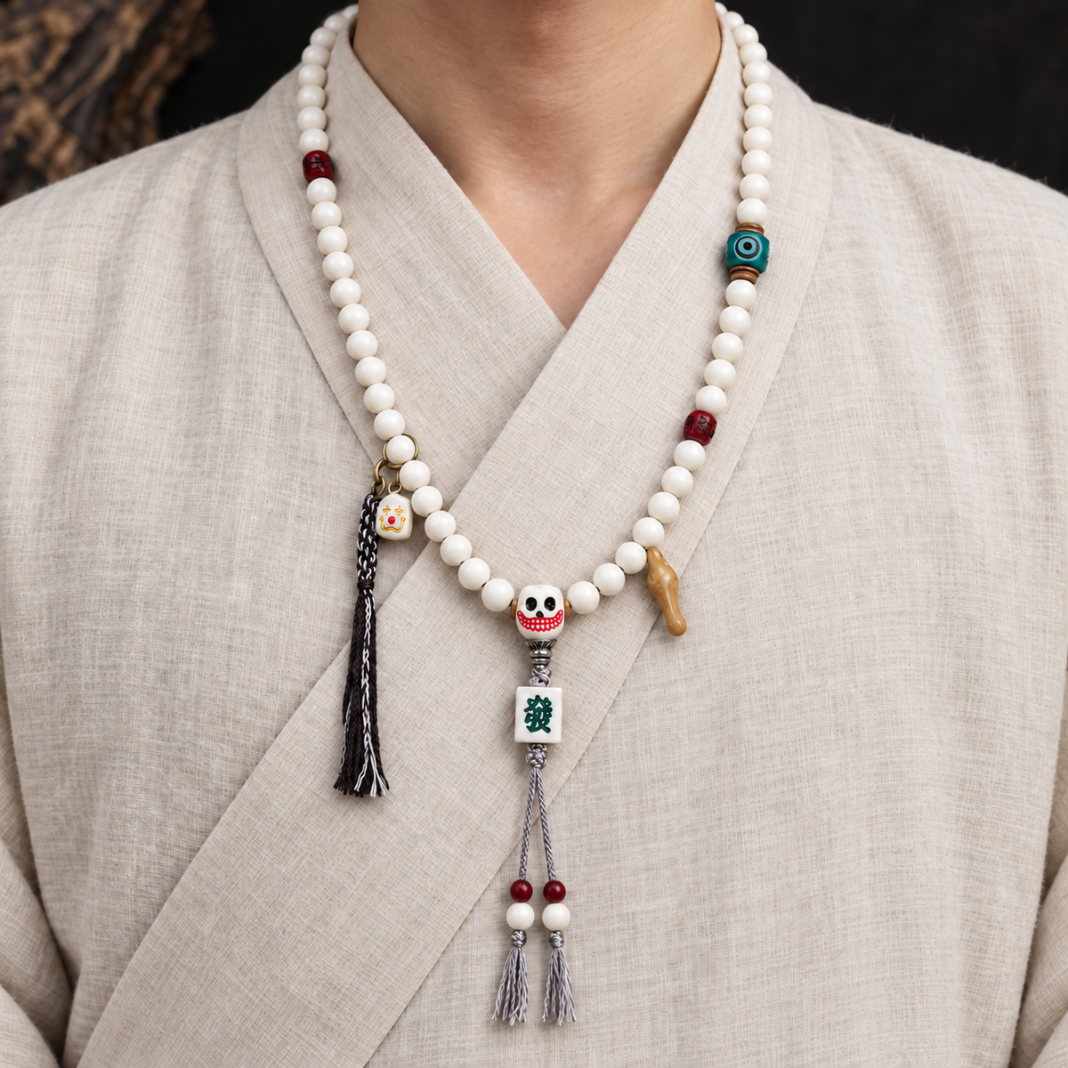 EverestArtstudios Geweih-Mala, 108 Perlen, Glücksanhänger