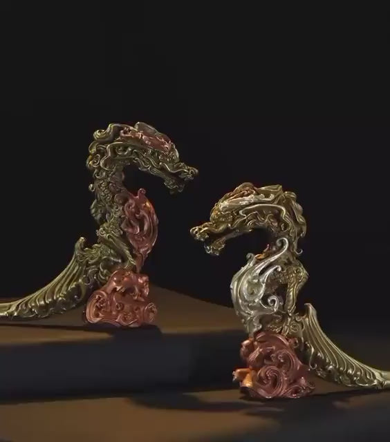 Load video: Handcrafted Brass / Silver Dragon Tea Knife – Symbol of Power &amp; Prosperity