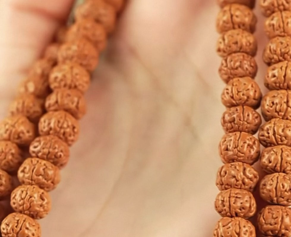 Load video: EverestArtStudios Natural Vajra Bodhi Seed Mala Necklace / Bracelet – 108 Beads (8mm)