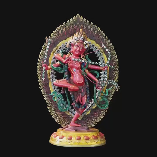 Kurukulla Statue, Tibetan Goddess of Love, Hand Painted Copper Buddhist Deity, Repousse Art, Spiritual Altar Gift, Mandala