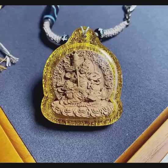 Tibetan Jambhala Medicine Tsatsa Pendant,Handmade Gau Box Necklace,Thangka Buddhist Amulet,Sacred Himalayan Art Jewelry,Gift for Him