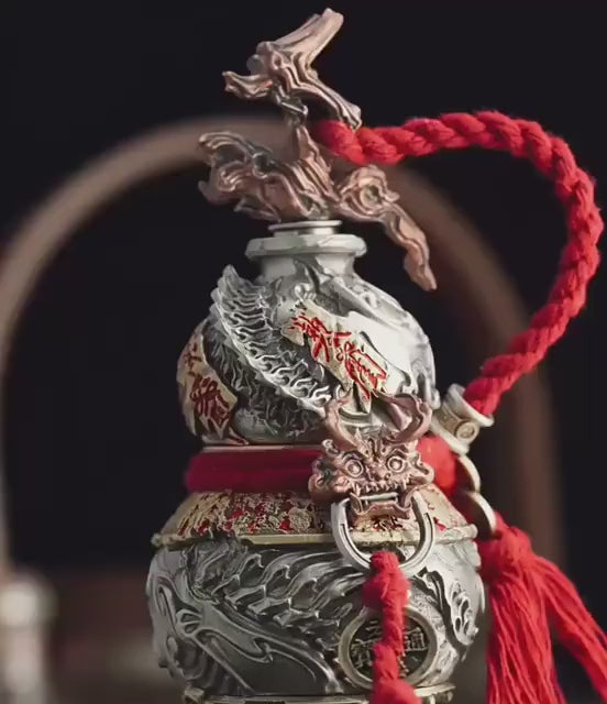 Load video: Handcrafted Brass Sword Gourd Ornament: Feng Shui Taoism Décor