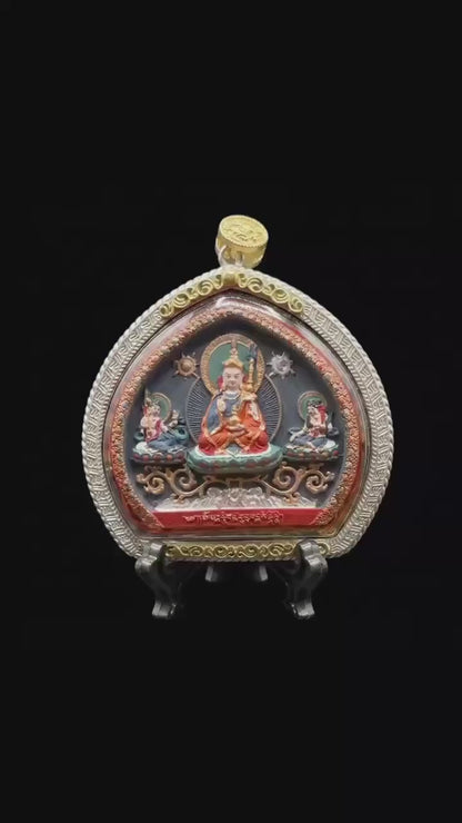 Tibetan Padmasambhava Thangka Ghau Box Necklace Hand-Painted Mineral Pigment Tsa Tsa Amulet Pendant Protective Buddhist Talisman