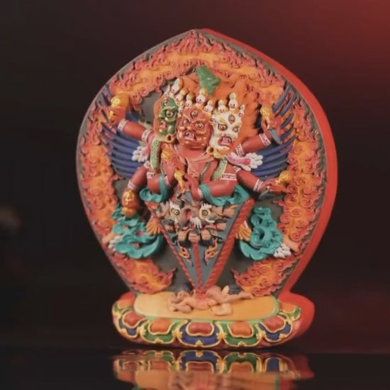 Handcrafted Black Hayagriva Phurba 3D Tibetan Thangka | Wrathful Buddhist Shrine Ornament | Sacred Altar Decor