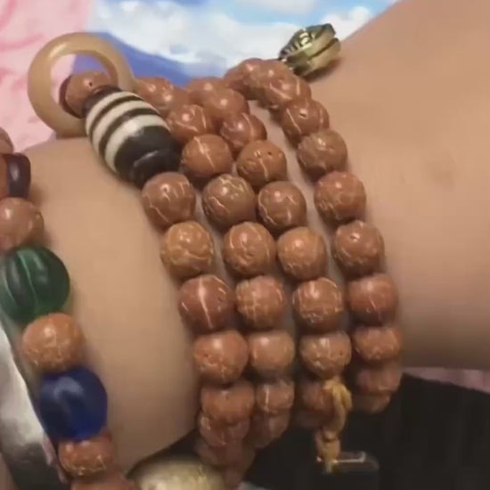 Handcrafted Bodhi toothless 108 Seed Tibetan Mala, Bead Necklace Bracelet for Meditation and Spiritual Practice