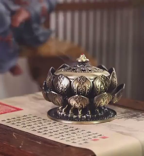 Load video: Bronze Boshan Incense Burner: Traditional Meditation Decor