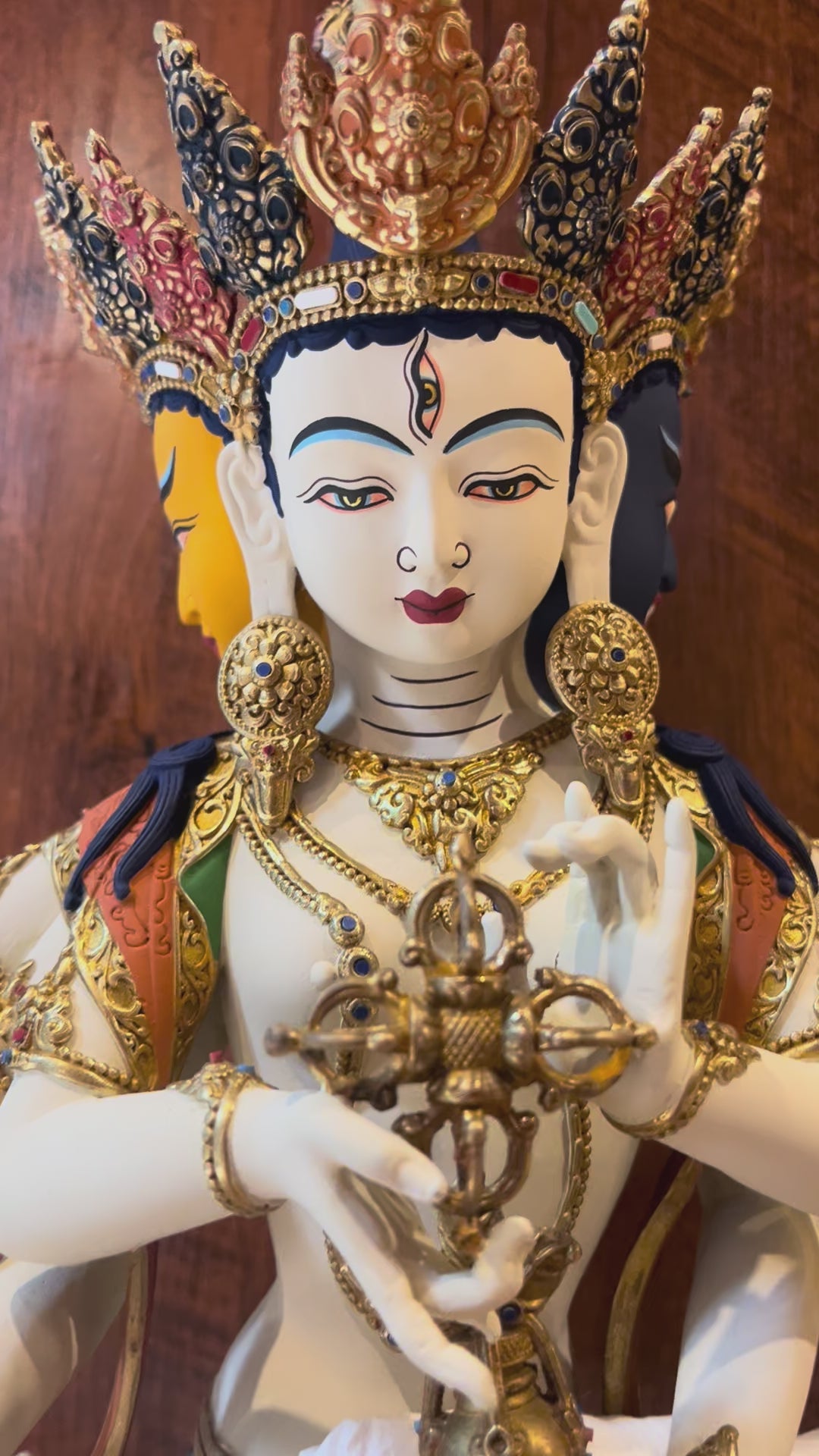 Load video: Handcrafted Ushnishavijaya (Namgyalma) Statue – Tibetan Buddhist Long Life Goddess | Copper Buddhist Altar Statue | Meditation Shrine Deco