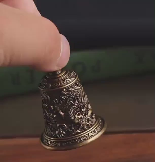 Load video: Brass Dragon Bell Pendant: Tibetan Buddhist Amulet Necklace