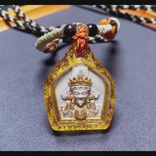 Hand Painted Palden Lhamo Tsa Tsa Pendant, Tibetan Buddhist Holy Ash Medicinal Amulet, Miniature Thangka Necklace, Meditation Protection