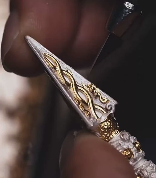 Gold Plated Sterling Silver Phurba Pendant: Tibetan Vajra Kila Amulet