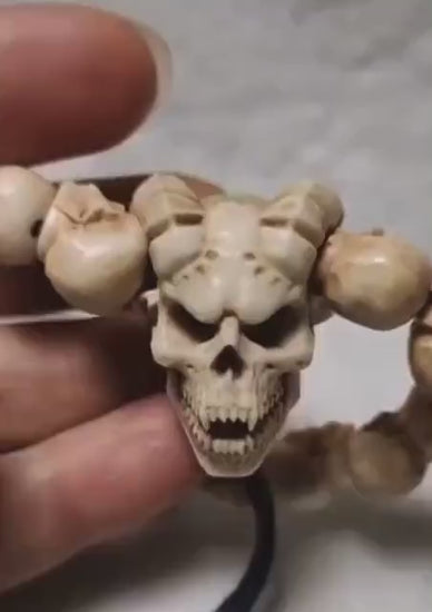 Handcrafted Tibetan Skull Bead with horn