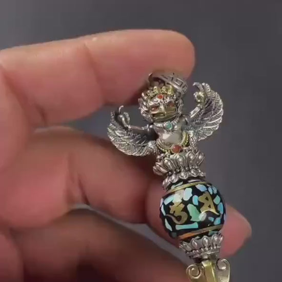 Handcrafted Silver Garuda Pendant Handcrafted Tibetan Sacred Protector Amulet Handmade Necklace