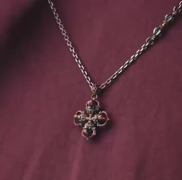 Handmade Vajra Pendant Brass, Buddhist Amulet Protective Dorje Necklace, Spiritual Meditation Talisman, Handmade Himalayan Jewelry