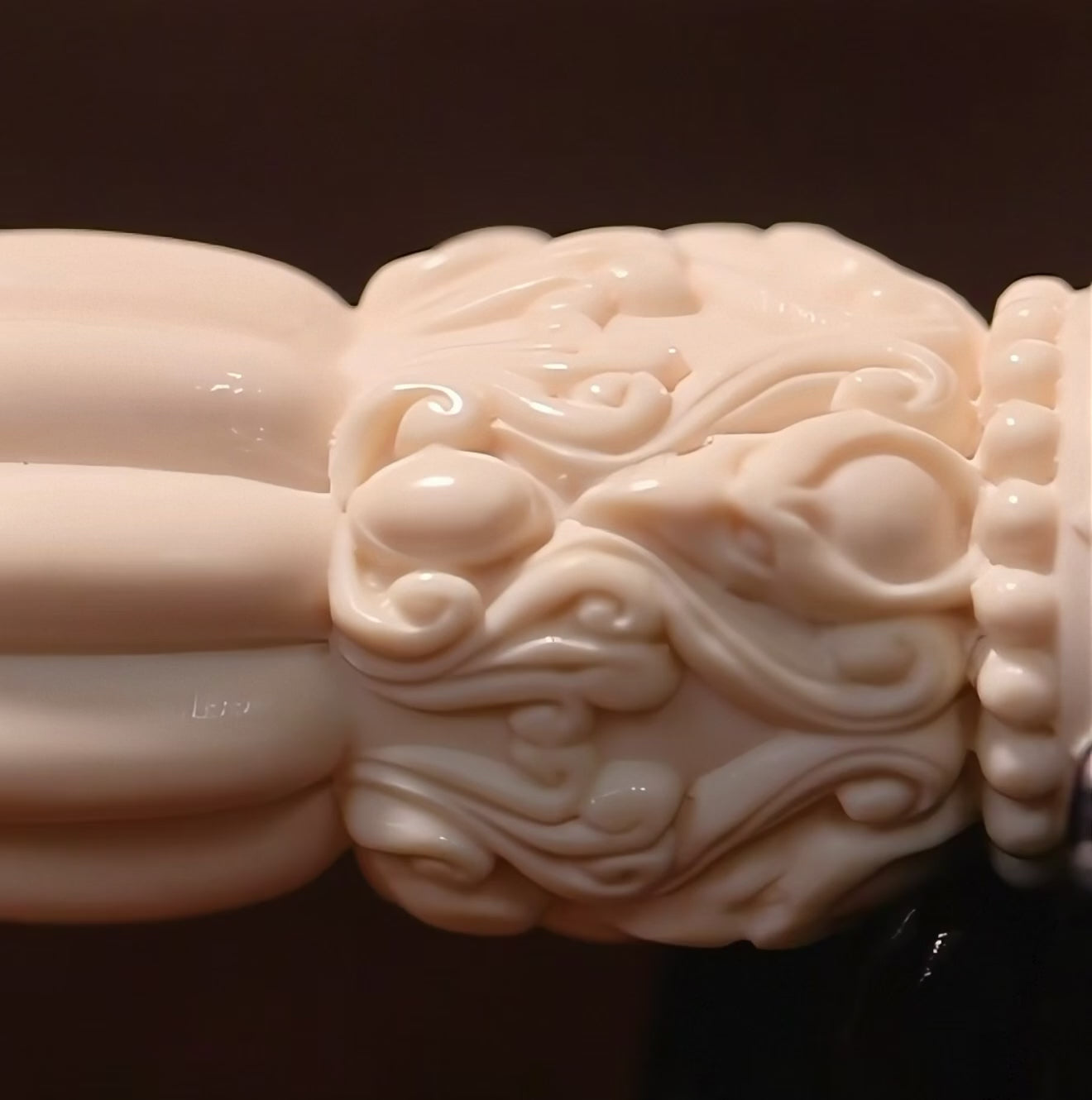 Load video: EverestArtStudios Natural Reclaimed Mammoth Tooth Vajra Dorje | Hand Carved Tibetan Buddhist Ritual Scepter | Fossil Meditation Altar Tool Gift