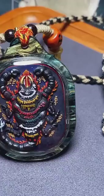 Handpainted Guru Rinpoche Scorpion Tsa Tsa Pendant, Mineral Pigment Miniature Thangka, Tibetan Sacred Clay Amulet, Buddhist Protection