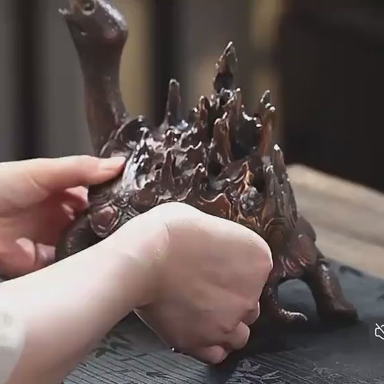 Brass Dragon Turtle Incense Burner • Mythical Creature Aromatherapy Holder • Antique-Style Feng Shui Decor • Home Incense Burner Gift