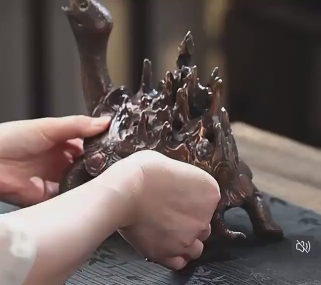 Load video: Brass Dragon Turtle Incense Burner • Mythical Creature Aromatherapy Holder • Antique-Style Feng Shui Decor • Home Incense Burner Gift