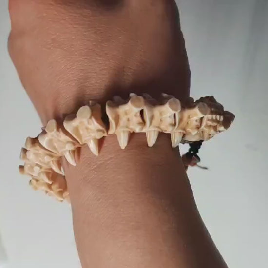 Hand-Carved Antler Snake Bracelet: Zodiac Jewelry for Men