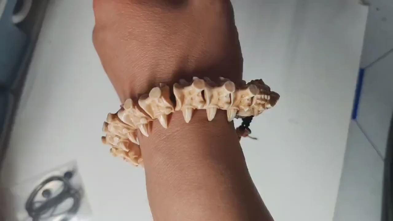 Load video: Hand-Carved Antler Snake Bracelet: Zodiac Jewelry for Men