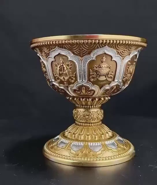 Pure Brass Offering Bowl for Altar, Buddhist Ritual Water Cup, Zen Meditation Tabletop Decor, Sacred Water Vessel for Buddha Guan Yin Wealth