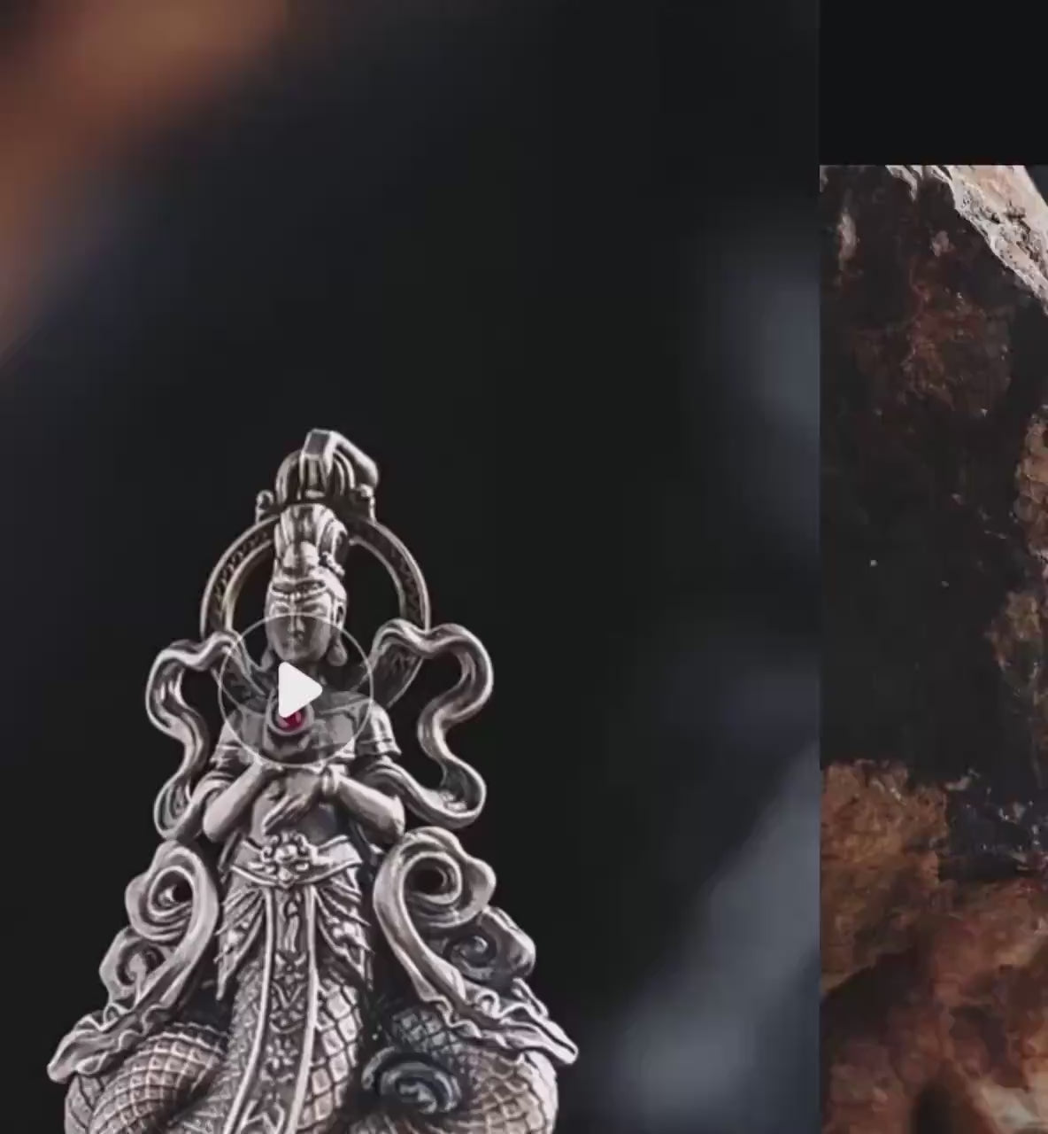 Load video: Original Nuwa Empress Pendant Necklace, S925 Sterling Silver Chinese Goddess Jewelry, Mythological Art Charm