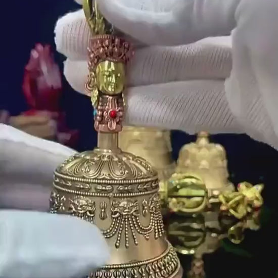 Handcrafted Brass Tibetan Bell & Dorje Set: Buddhist Meditation Decor