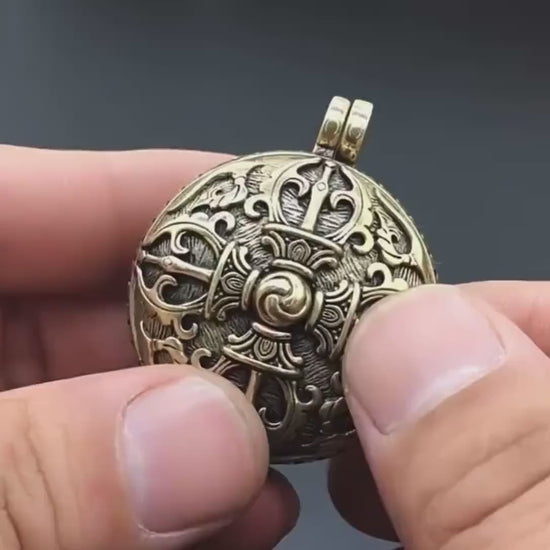 Handmade Tibetan Brass Ghau Necklace: Buddhist Amulet Locket