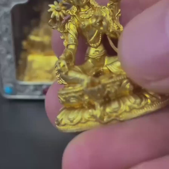 Tibetan Ghau Box Pendant w/Buddha Protector Statue Buddha Gau Solid Brass Amulet Silver Meditation Gift Buddism Practice Spiritual Necklace