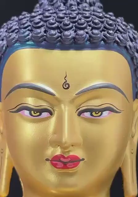 Load video: Full Gilded Medicine Buddha Statue | Copper Bhaisajyaguru with Gem Inlay