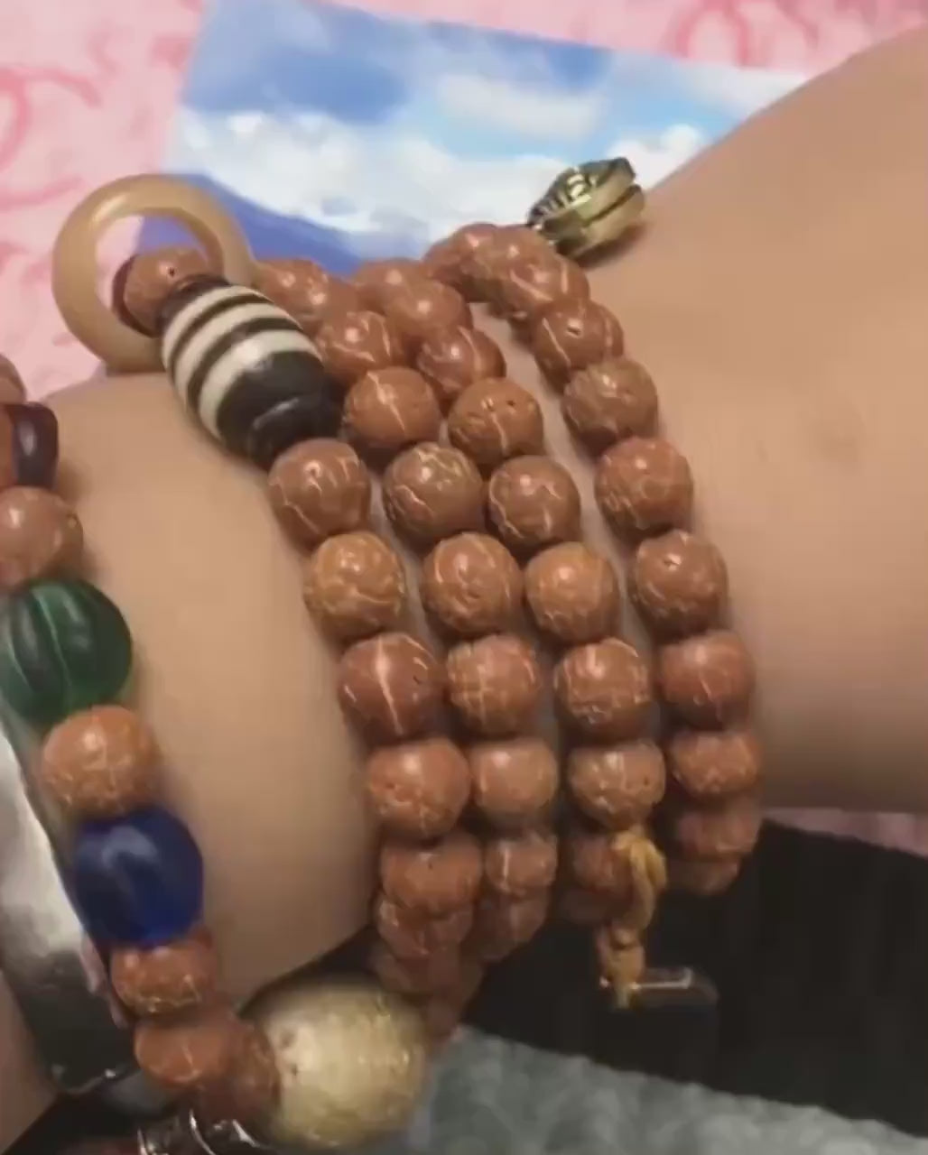 Load video: Handcrafted Bodhi Seed Tibetan Mala: Meditation Necklace Bracelet