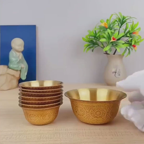 Handcrafted Brass Offering Bowl, Tibetan Buddhist Copper Altar Cup,  Rituals Meditation and Incense Offerings