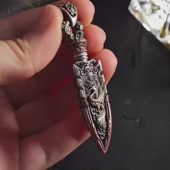 Handcrafted Brass Arrowhead Pendant Warring States-Inspired Warrior Talisman Necklace