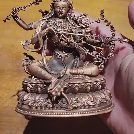 Kurukulle Red Tara Statue, Tibetan Buddhism Deity, 3 Inch 12cm Fine Copper Figurine, Altar Blessing, Handmade Buddhist Sculpture
