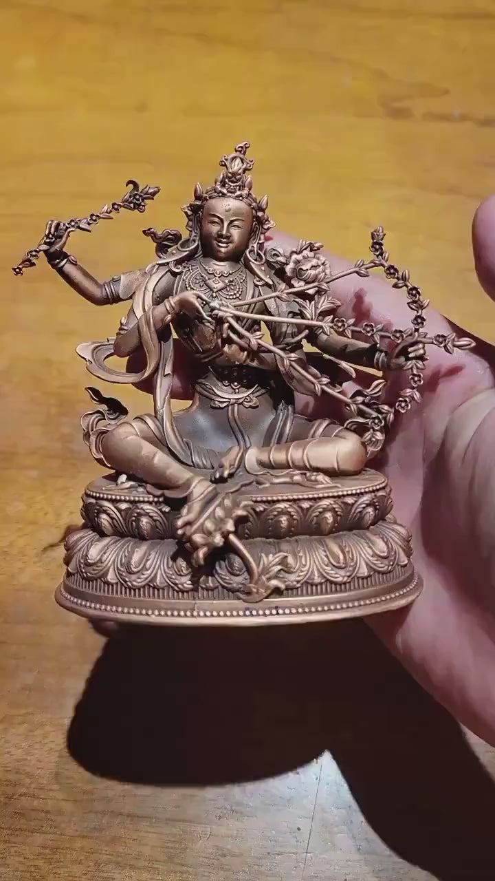 Kurukulle Red Tara Statue, Tibetan Buddhism Deity, 3 Inch 12cm Fine Copper Figurine, Altar Blessing, Handmade Buddhist Sculpture