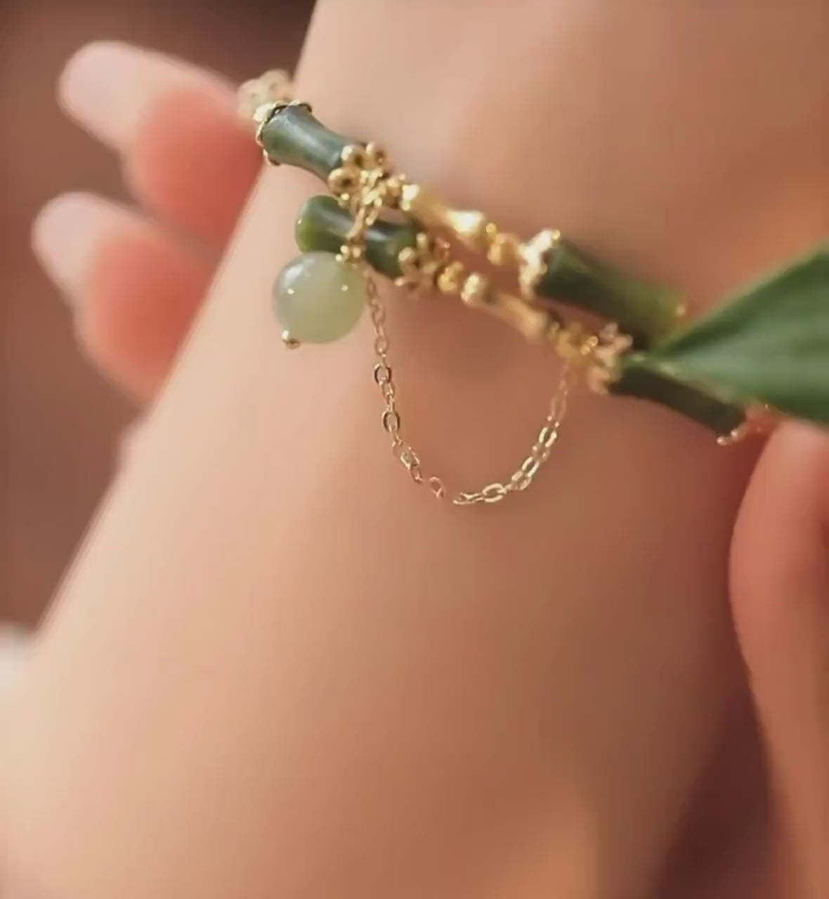 Load video: EverestArtStudios Bamboo Jade Bracelet – Symbol of Growth, Prosperity &amp; Good Fortune