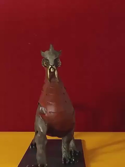 Mythical Beast Pi Xiu Statue, Chinese Guardian Lion Color Copper Art, Feng Shui Home Office Decor, Housewarming Gift, Good Luck Sculpture
